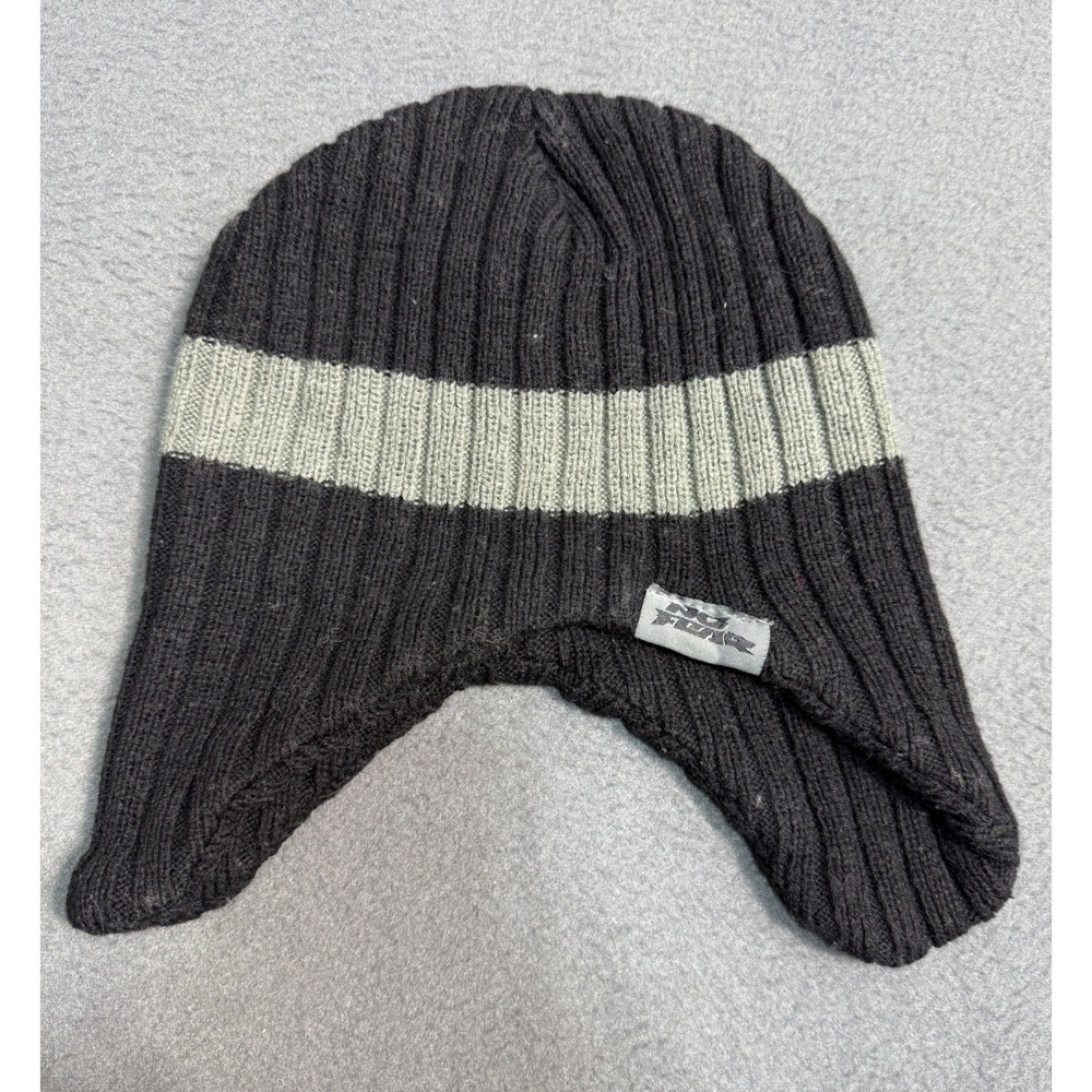 No Fear Beanie Hat Black Vintage Y2K 90s Grunge Skull Cap Ear Muffes Skater